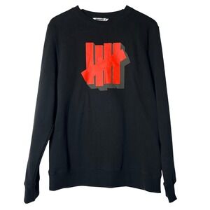 Undefeated Mens Sweatshirt Medium Black Red‎ Logo Crewneck Made in USA Pullover